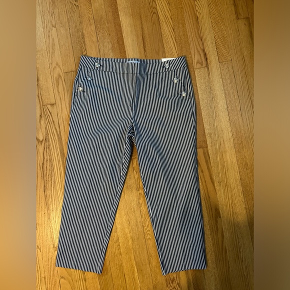 NWT- Ann Taylor Loft Riviera Slim Sailor Pants Blue and White Stripes size 14 - Picture 2 of 8